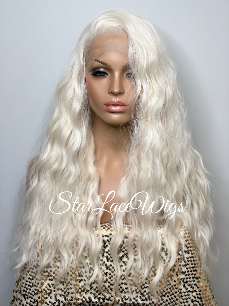 Long White Wavy Wig Lace Front (13x4) - Winter