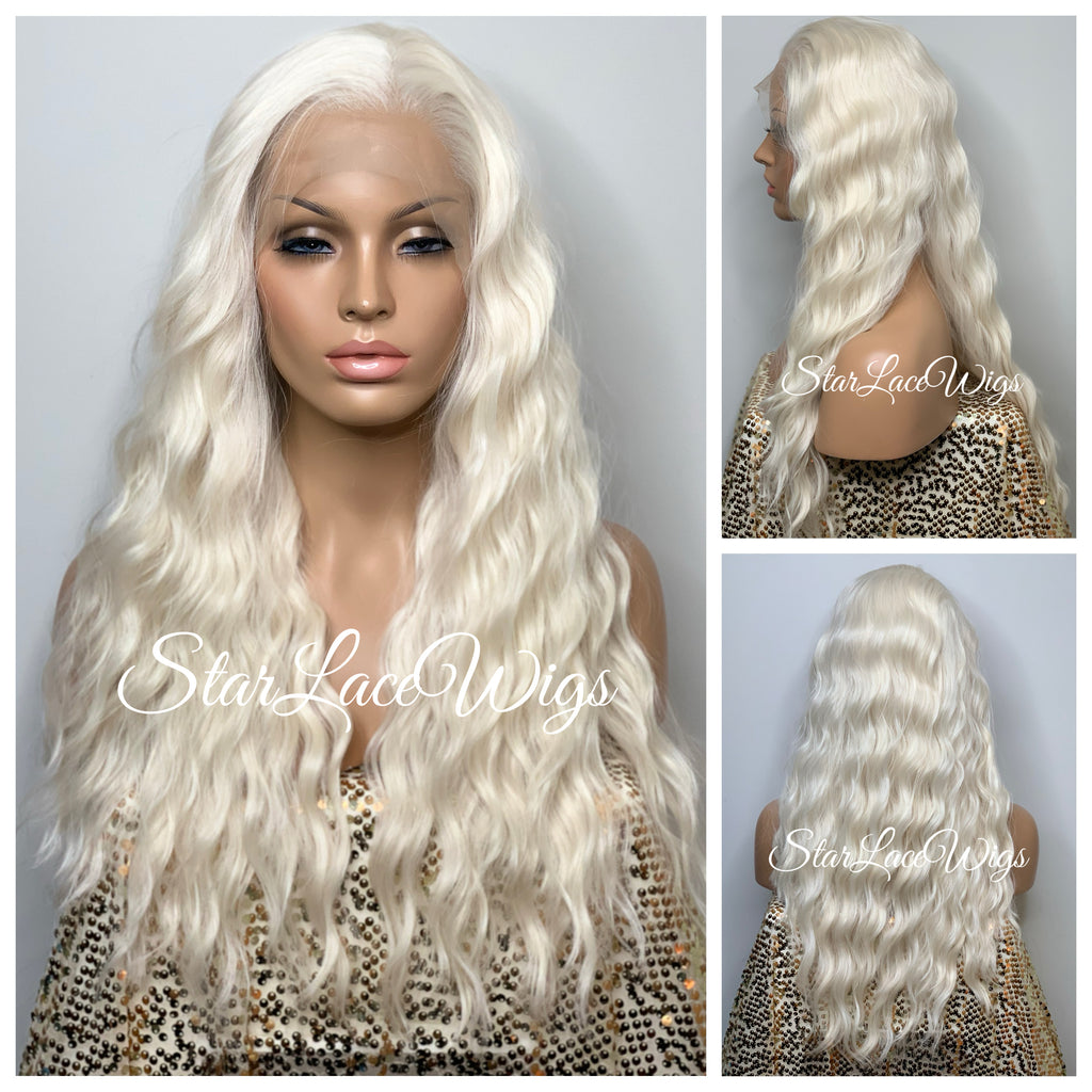 Long White Wavy Wig Lace Front (13x4) - Winter