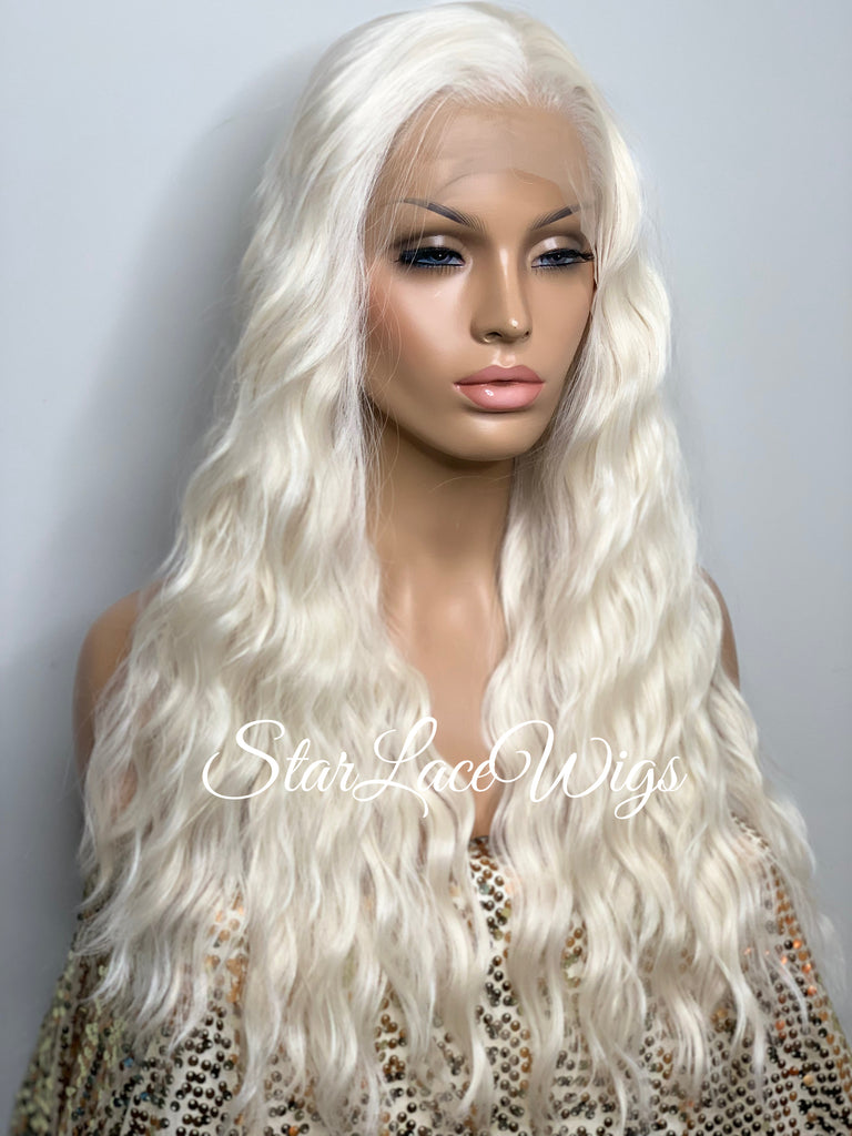 Long White Wavy Wig Lace Front (13x4) - Winter