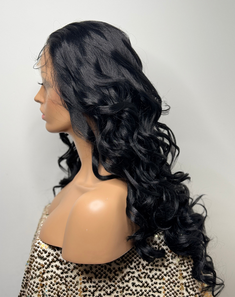 Long Curly Black HD Lace Front Wig (13x6) - Jade