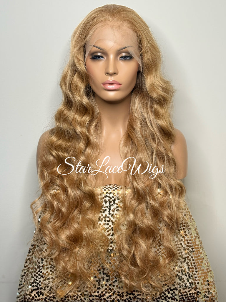 Long Strawberry Blonde Lace Front Wig (13x4) Parting Space Body Wave - Roseanne