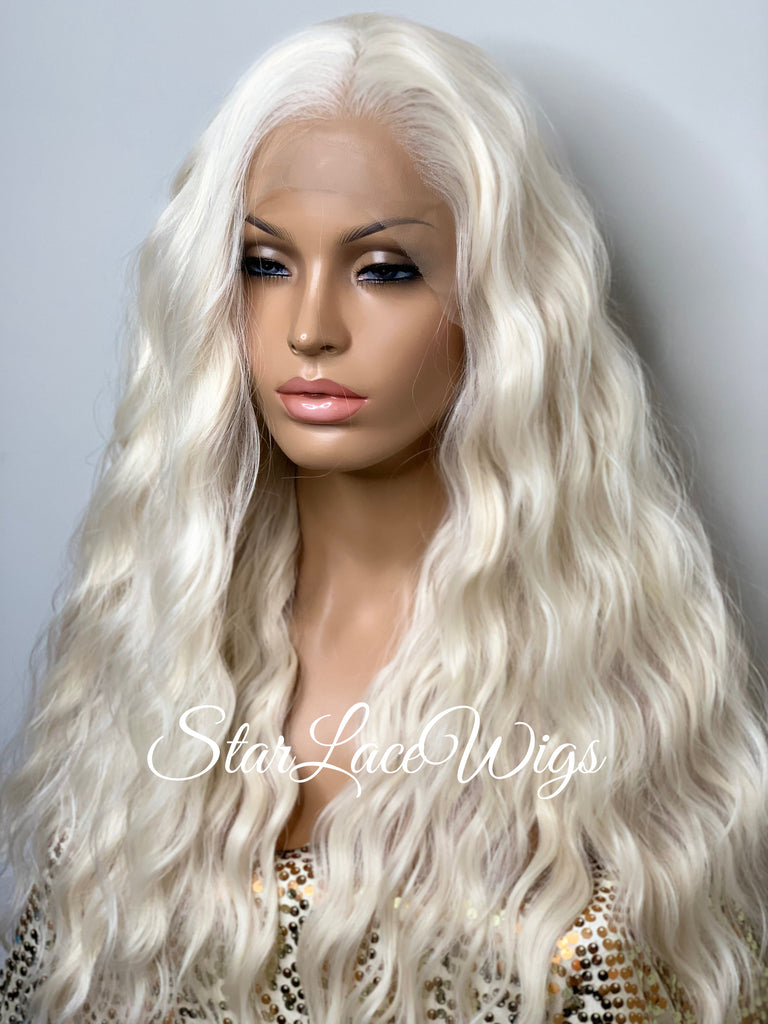 Long White Wavy Wig Lace Front (13x4) - Winter