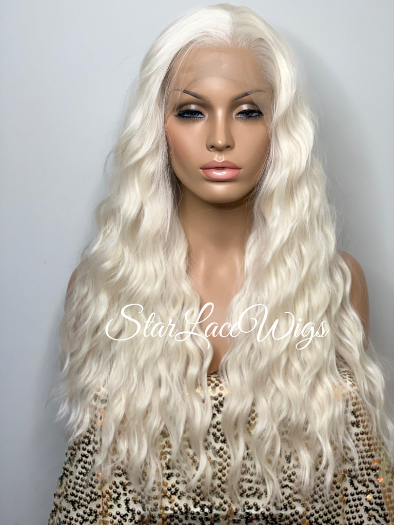 Long White Wavy Wig Lace Front (13x4) - Winter