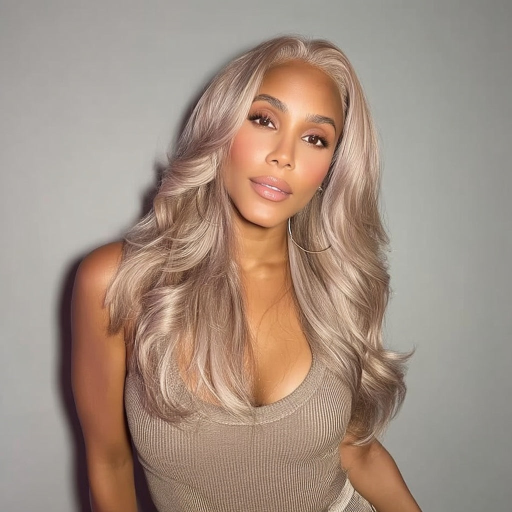 Long Straight Ash Brown HD Lace Front Wig (13x6) Free Part - Tamia