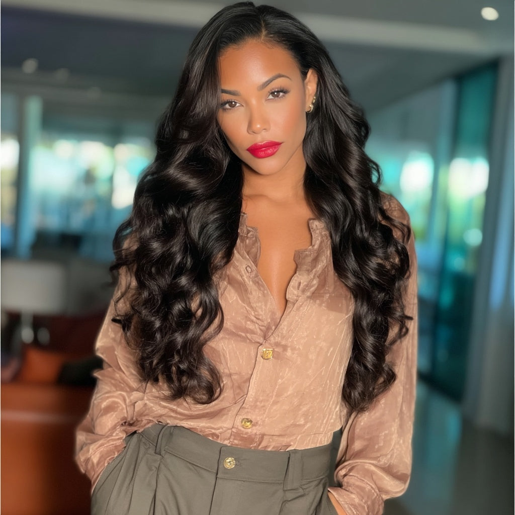 Long Curly Black HD Lace Front Wig (13x6) - Jade