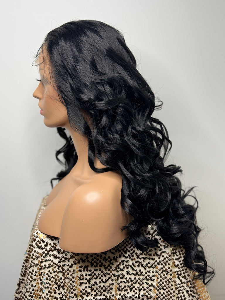 Long Curly Black HD Lace Front Wig (13x6) - Jade