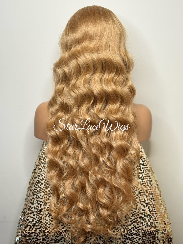 Long Strawberry Blonde Lace Front Wig (13x4) Parting Space Body Wave - Roseanne