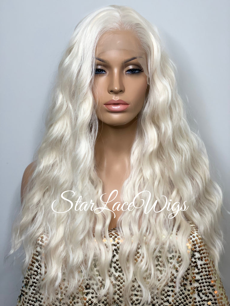 Long White Wavy Wig Lace Front (13x4) - Winter