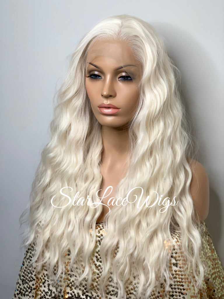 Long White Wavy Wig Lace Front (13x4) - Winter