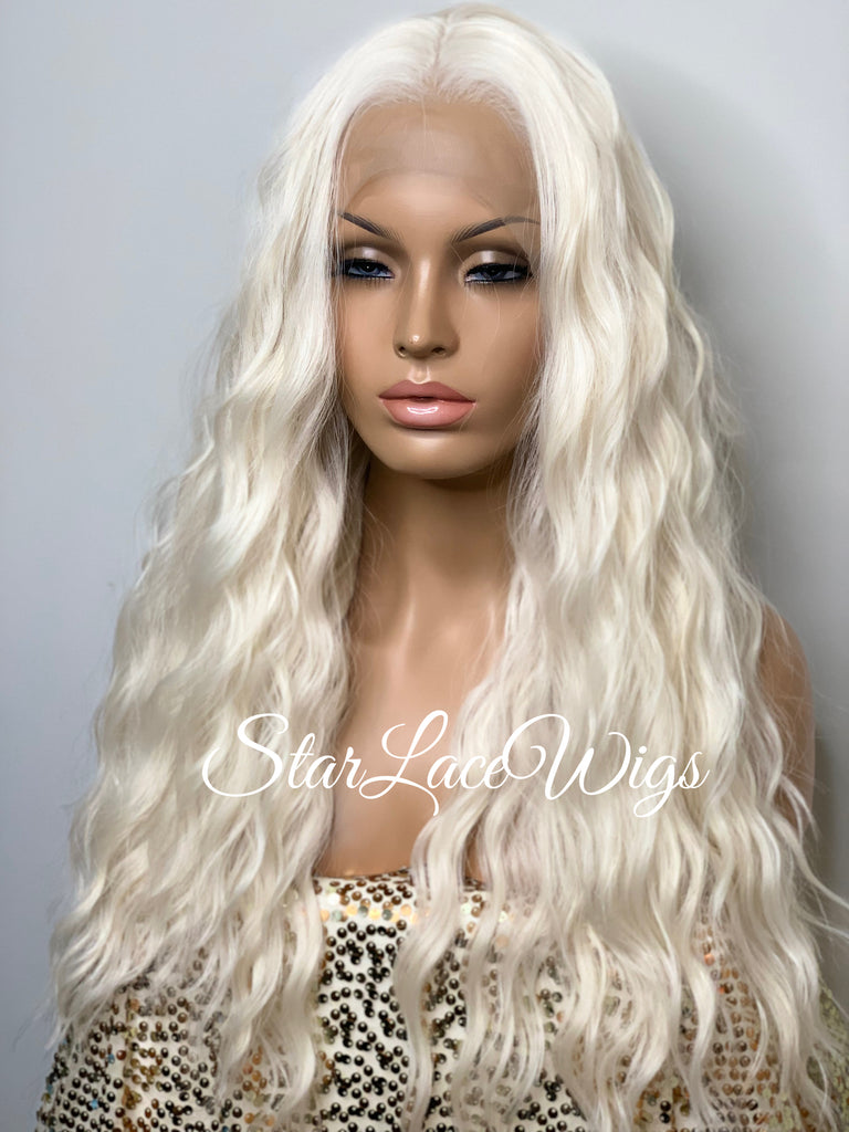 Long White Wavy Wig Lace Front (13x4) - Winter