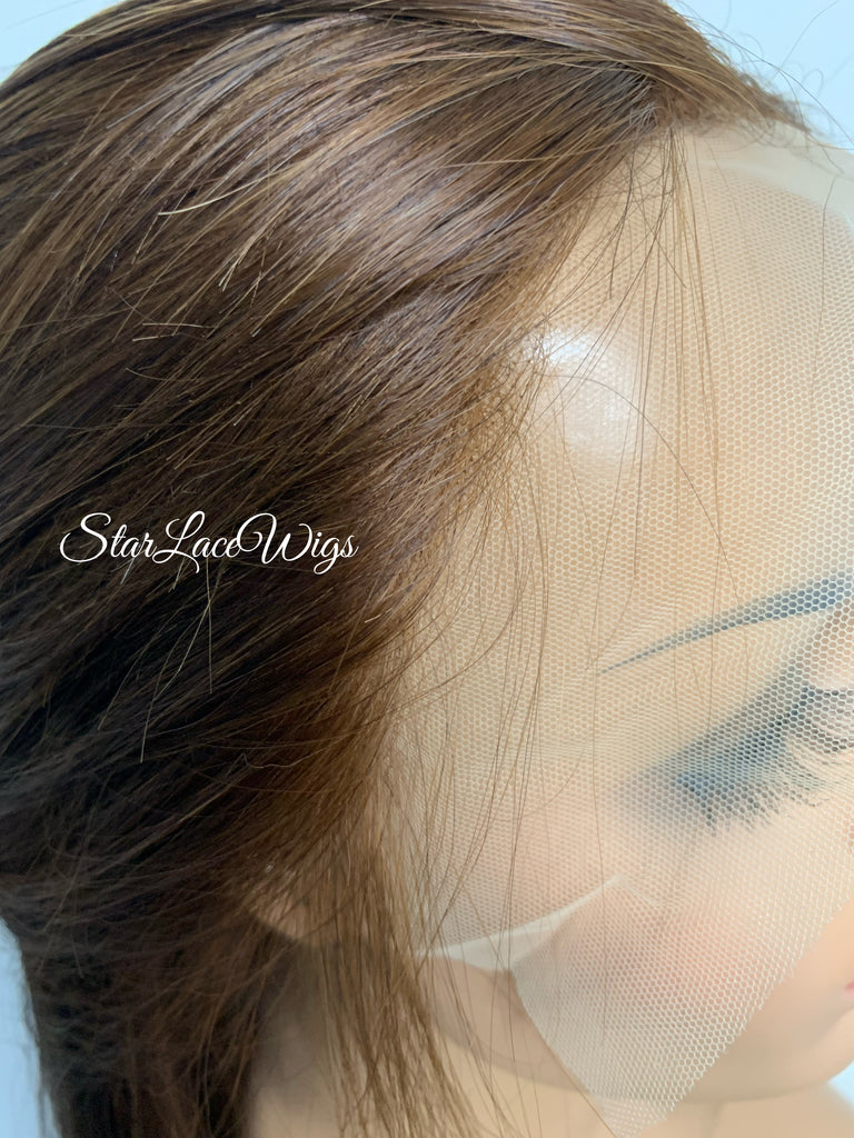 Brown Human Hair Bob Lace Front Wig Straight 13x4 - Chai