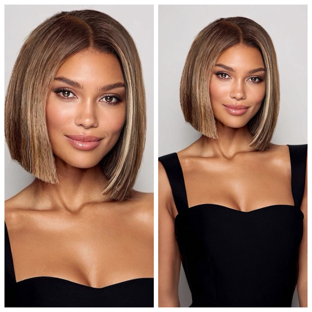 Short Dark Blonde Yaki Straight HD Lace Front Bob Wig (13x6) Free Part - Cassidy