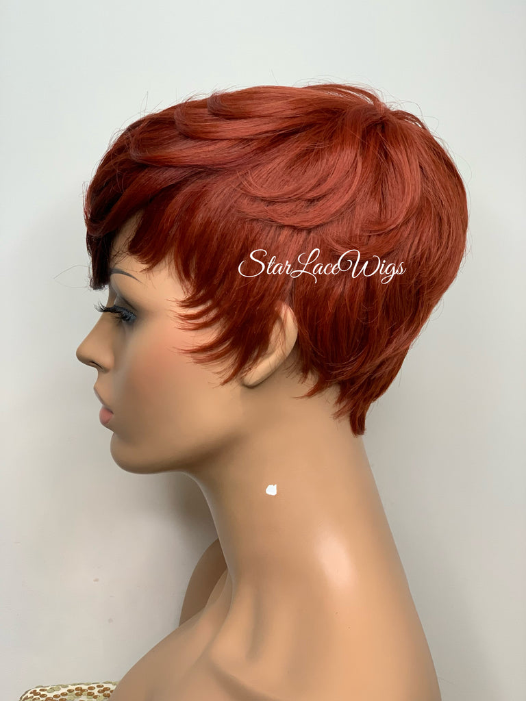 Pixie Cut Wig with Bangs Short Straight Red Copper - Bryn