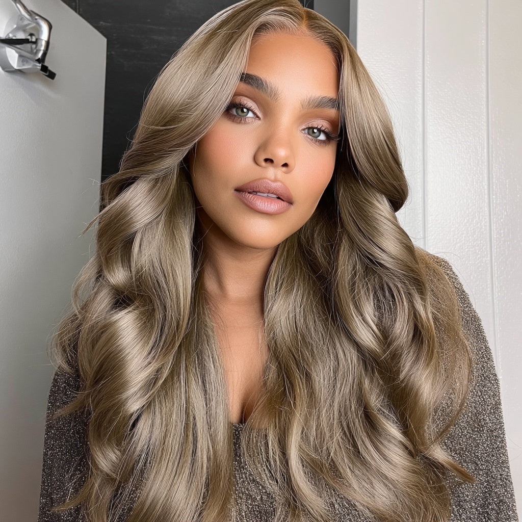 Long Ash Brown Lace Front Wig (13x6) Free Part - Verna