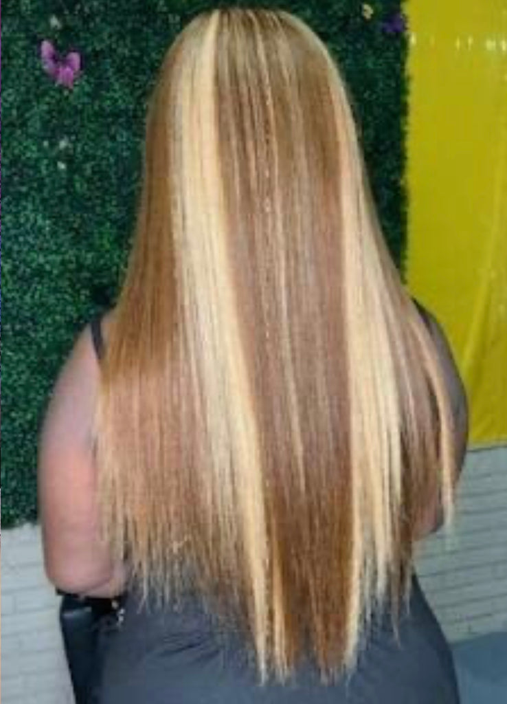 Honey Blonde Human Hair HD Lace Front Wig 13x4 Straight #4 & #27 - Crista