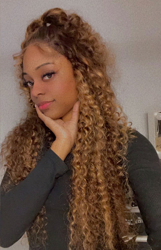 Honey Blonde Human Hair Lace Front Wig 4x4 Deep Wave #4 & #27 - Dakota