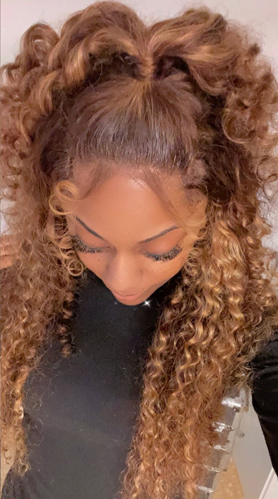 Honey Blonde Human Hair Lace Front Wig 4x4 Deep Wave #4 & #27 - Dakota