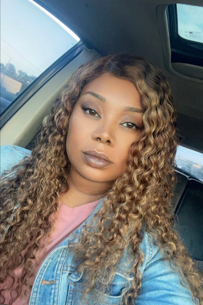 Honey Blonde Human Hair Lace Front Wig 4x4 Deep Wave #4 & #27 - Dakota