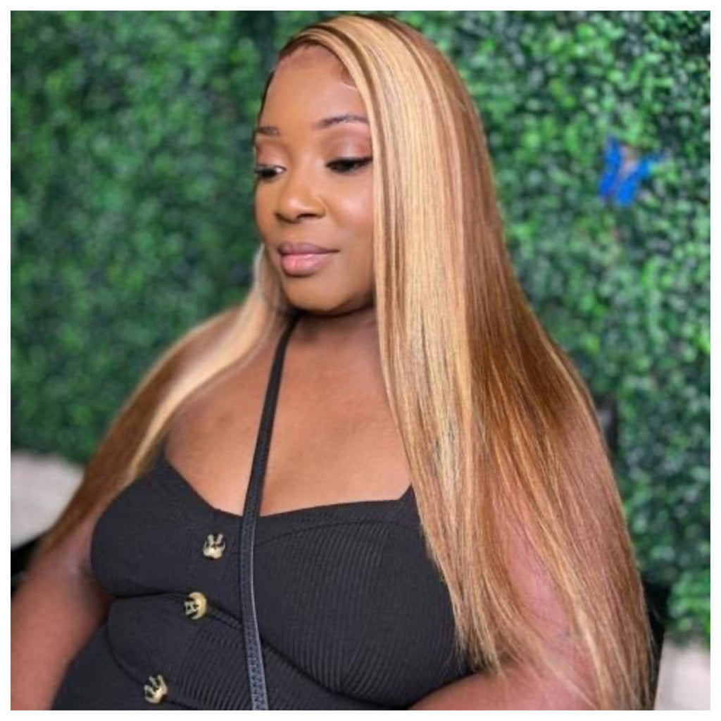 Honey Blonde Human Hair HD Lace Front Wig 13x4 Straight #4 & #27 - Crista