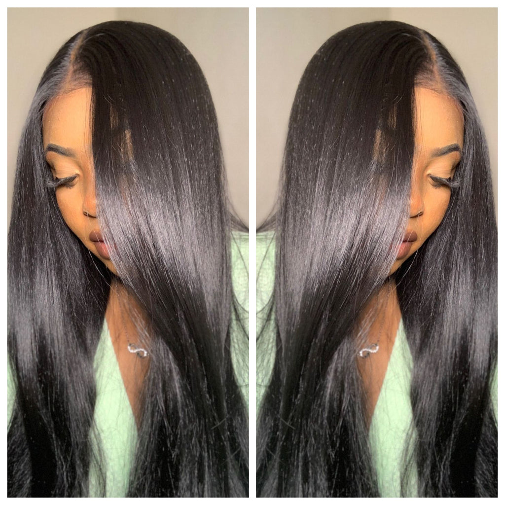 Long Straight Human Hair Blend Lace Front Wig (4x13) Parting - Nyla