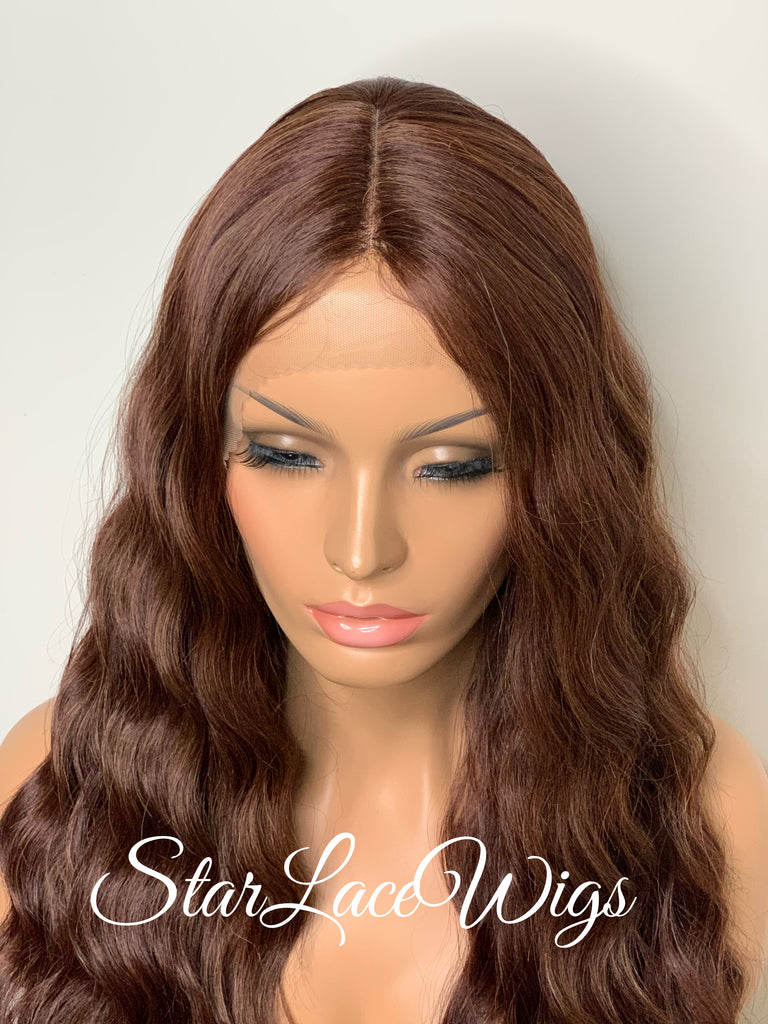 Lace Front Wig Long Wavy Middle Part Brown - Marie