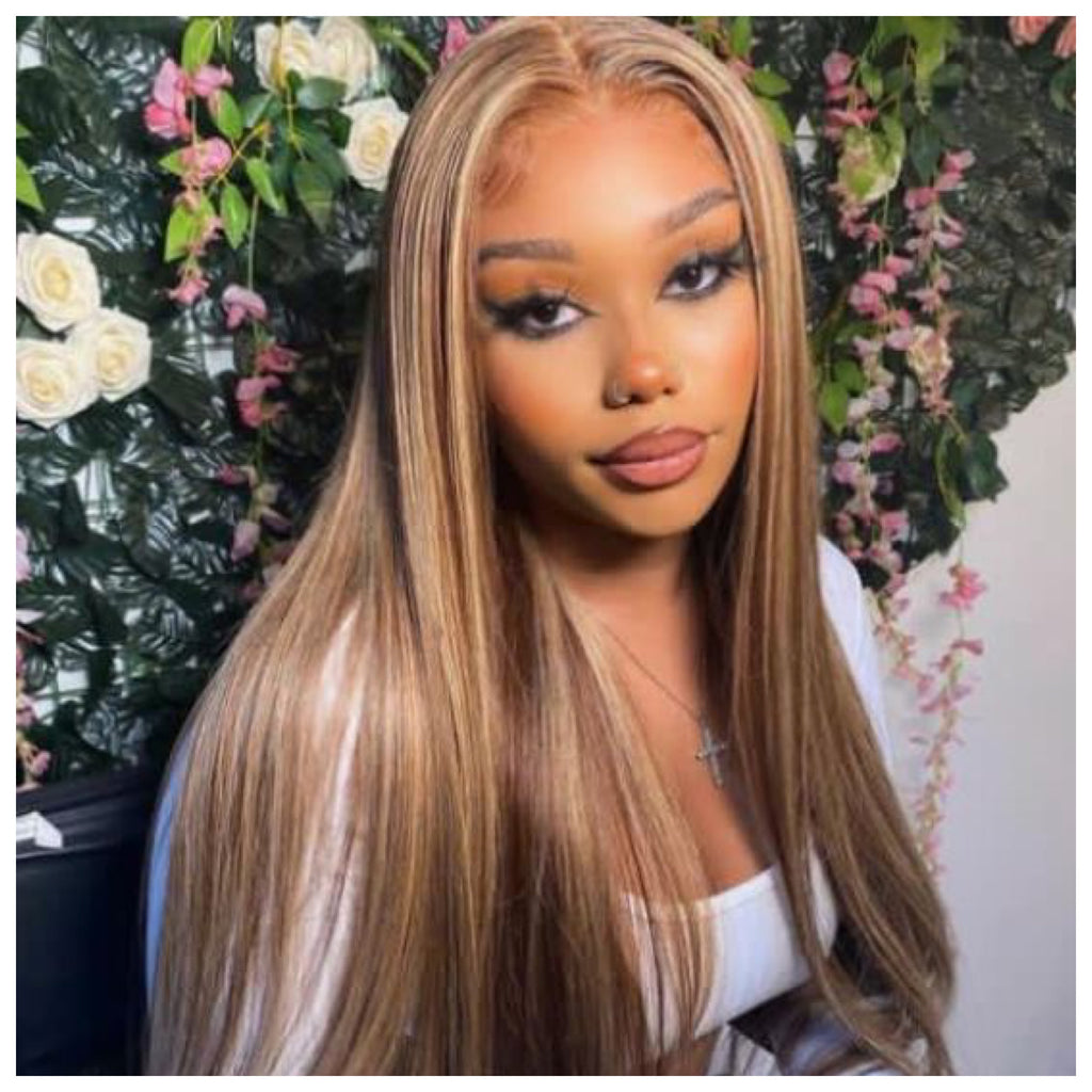 Human Hair Lace Front Wig 13x4 Straight #4 & #27 - Susan