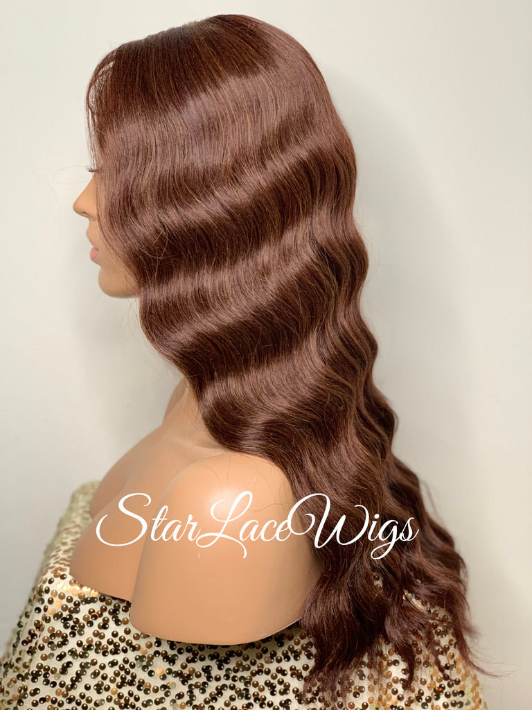 Lace Front Wig Long Wavy Middle Part Brown - Marie