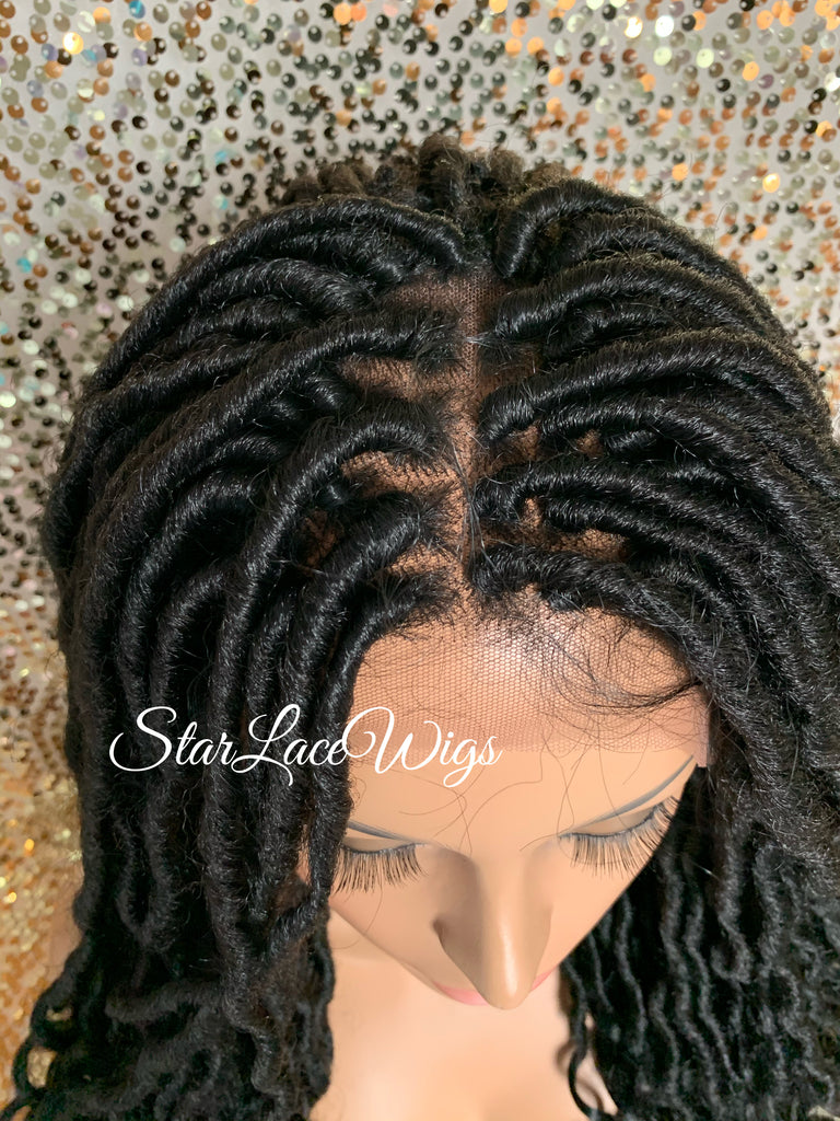 Long Faux Locs Lace Front Wig 4x4 Parting Space Swiss Lace - Lana
