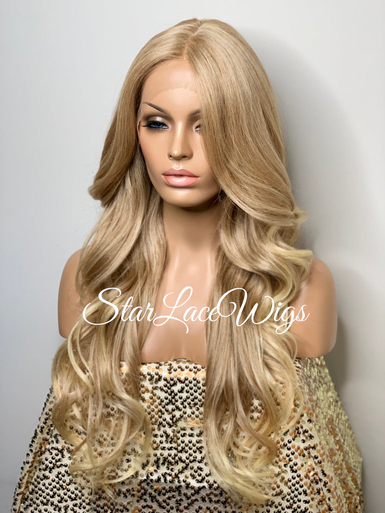 Blonde Lace Front Wig Loose Curls Layered Synthetic - Mary