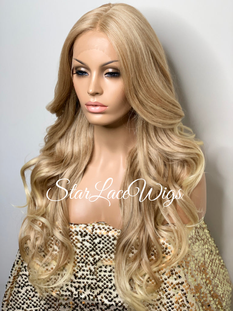 Blonde Lace Front Wig Loose Curls Layered Synthetic - Mary
