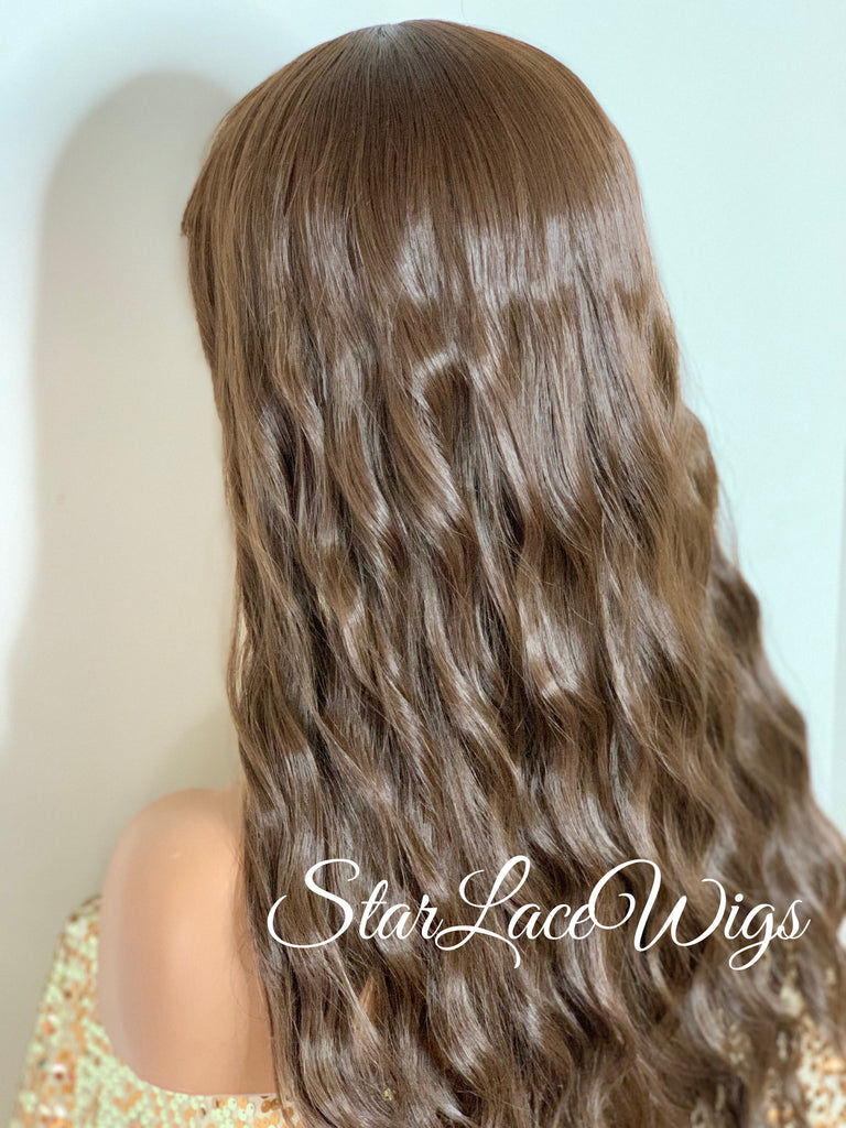 Long Wavy Brown Wig With Chinese Bangs - Ginny