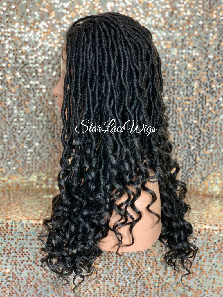 Long Faux Locs Lace Front Wig 4x4 Parting Space Swiss Lace - Lana