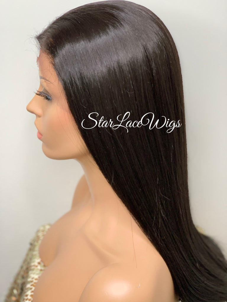 Long Straight Human Hair Blend Lace Front Wig (4x13) Parting - Nyla