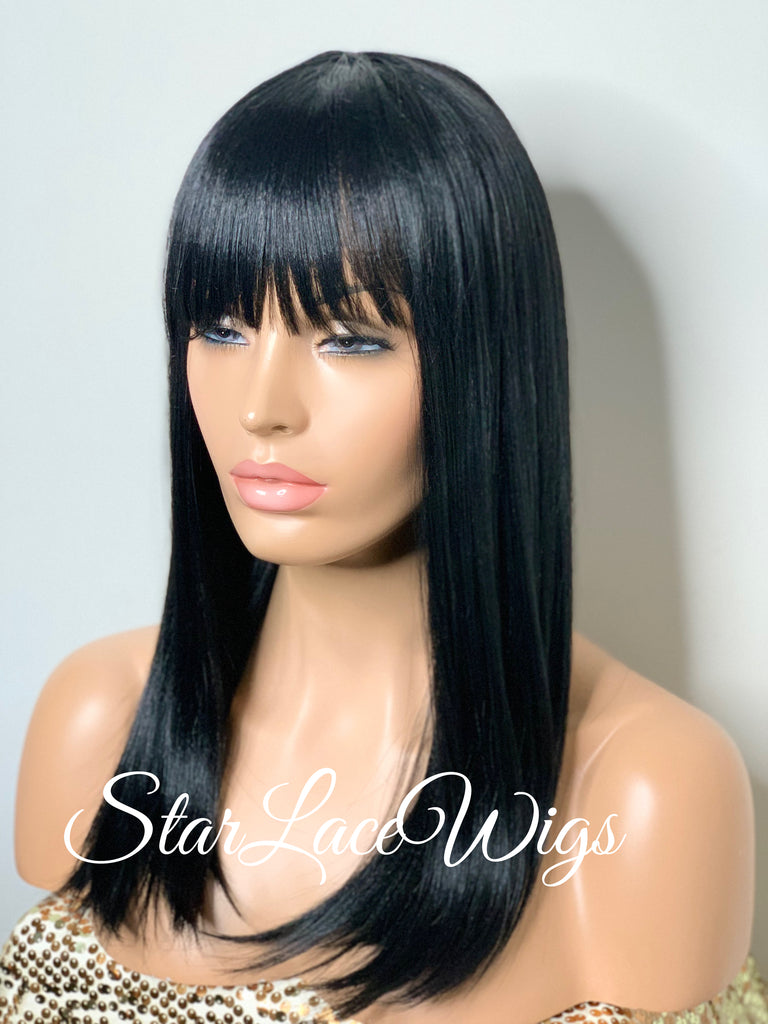 Straight Black Wig With Bangs - Cammy