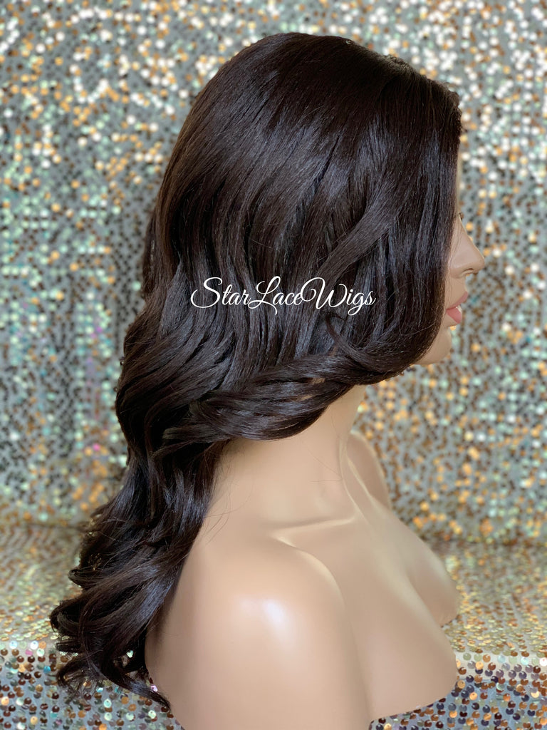 Long Loose Curly Wig Brown #4 Middle Part Synthetic - Lyla