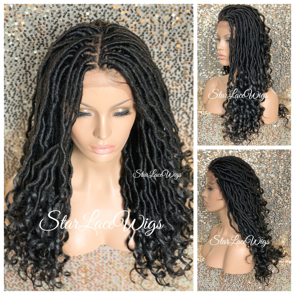 Long Faux Locs Lace Front Wig 4x4 Parting Space Swiss Lace - Lana