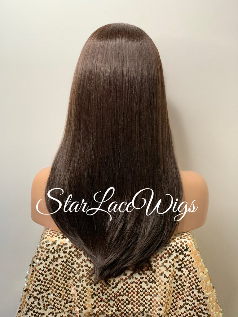 Long Lace Front Wig Brown #4 Straight (6x13) Parting Space - Halle