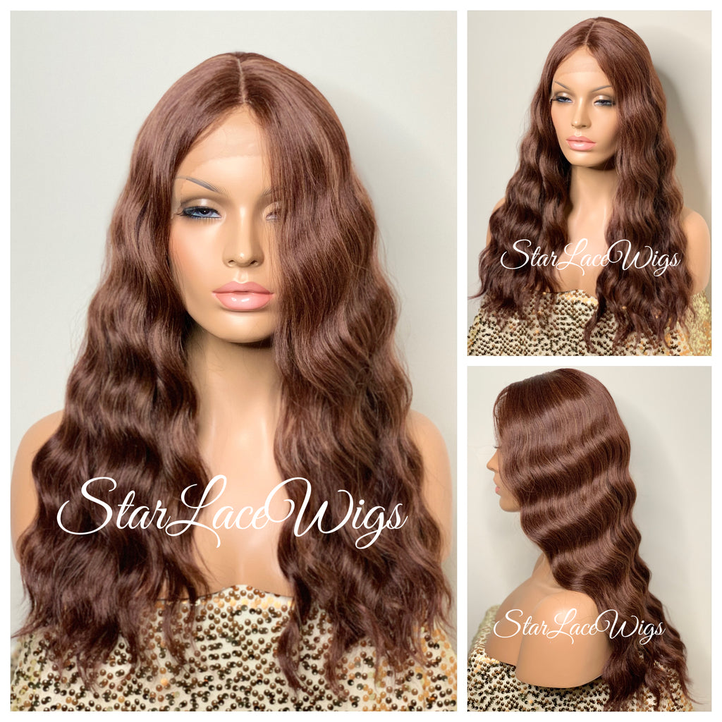 Lace Front Wig Long Wavy Middle Part Brown - Marie