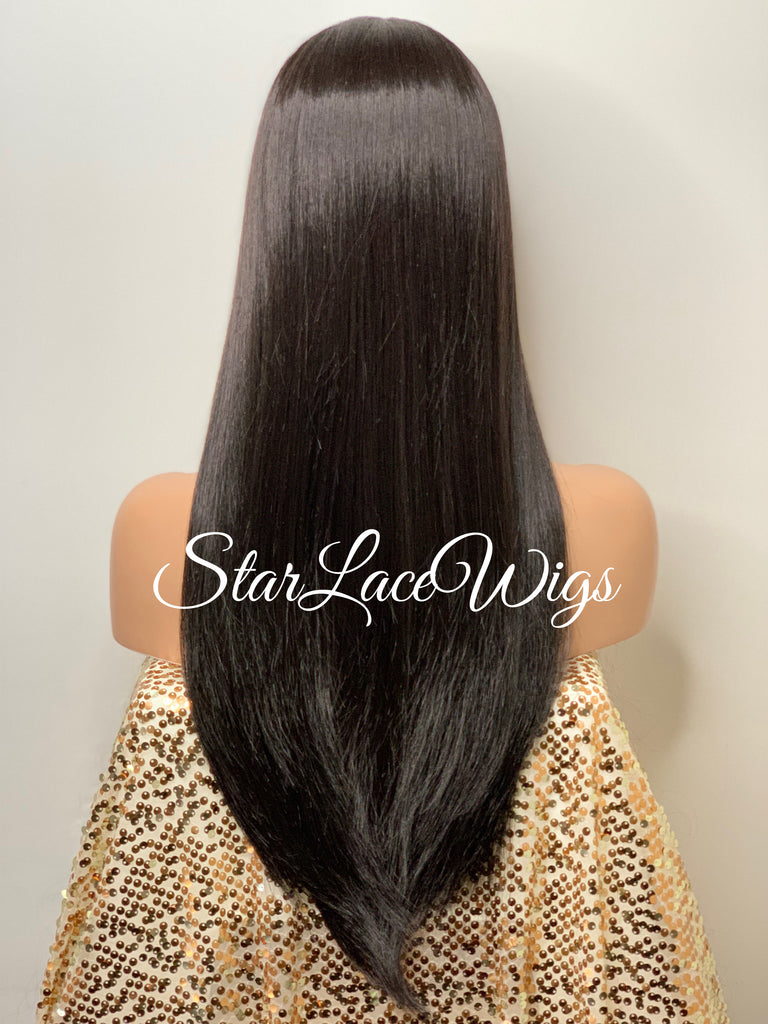 Long Straight Human Hair Blend Lace Front Wig (4x13) Parting - Nyla