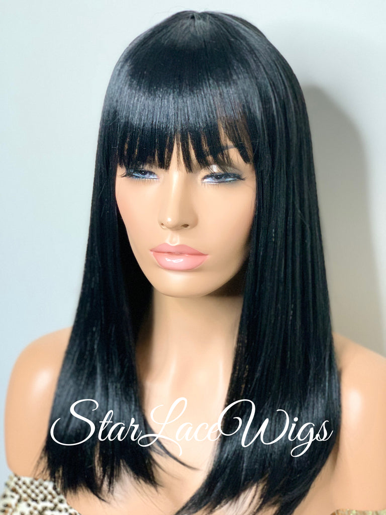 Straight Black Wig With Bangs - Cammy