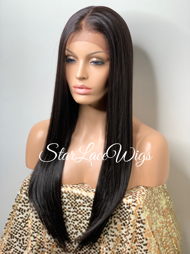 Long Straight Human Hair Blend Lace Front Wig (4x13) Parting - Nyla