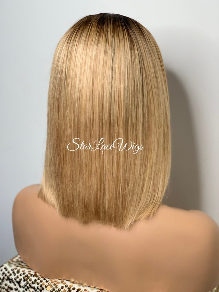 Blonde Human Hair Bob Lace Front Wig Straight 13x4 - Melanie