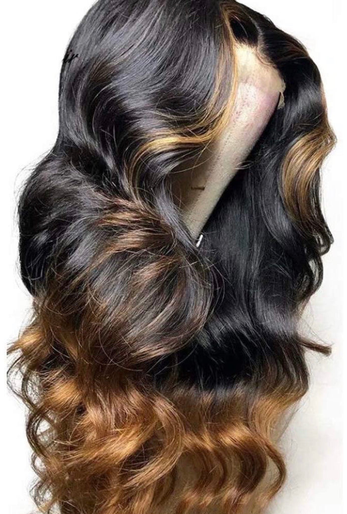 Human Hair Lace Front Wig 13x4 Body Wave Color #1b & #30 - Donna