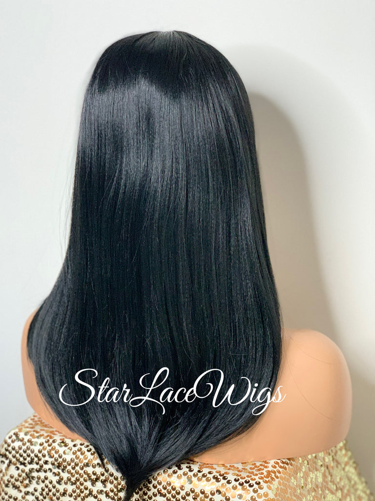 Straight Black Wig With Bangs - Cammy