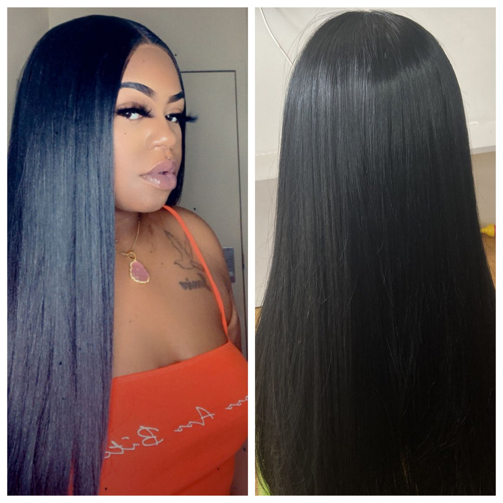 Long Straight Human Hair Blend Lace Front Wig (4x13) Parting - Nyla