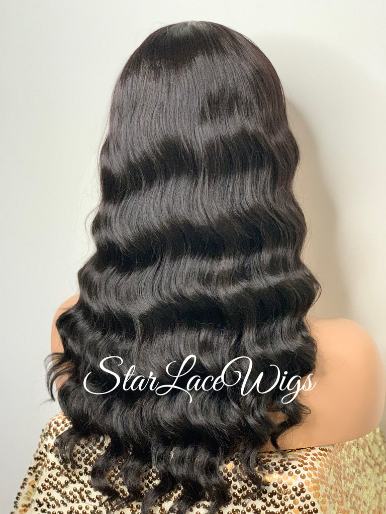 Long Wavy Black Brown Wig With Chinese Bangs - Asia