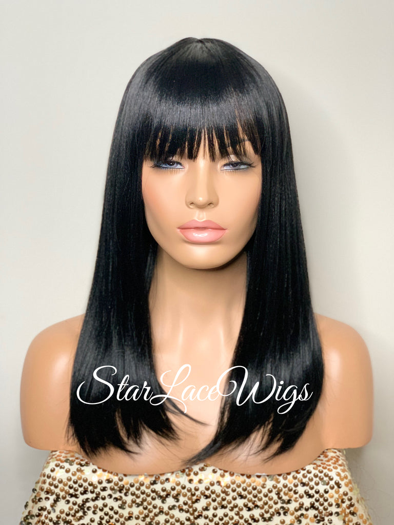 Straight Black Wig With Bangs - Cammy