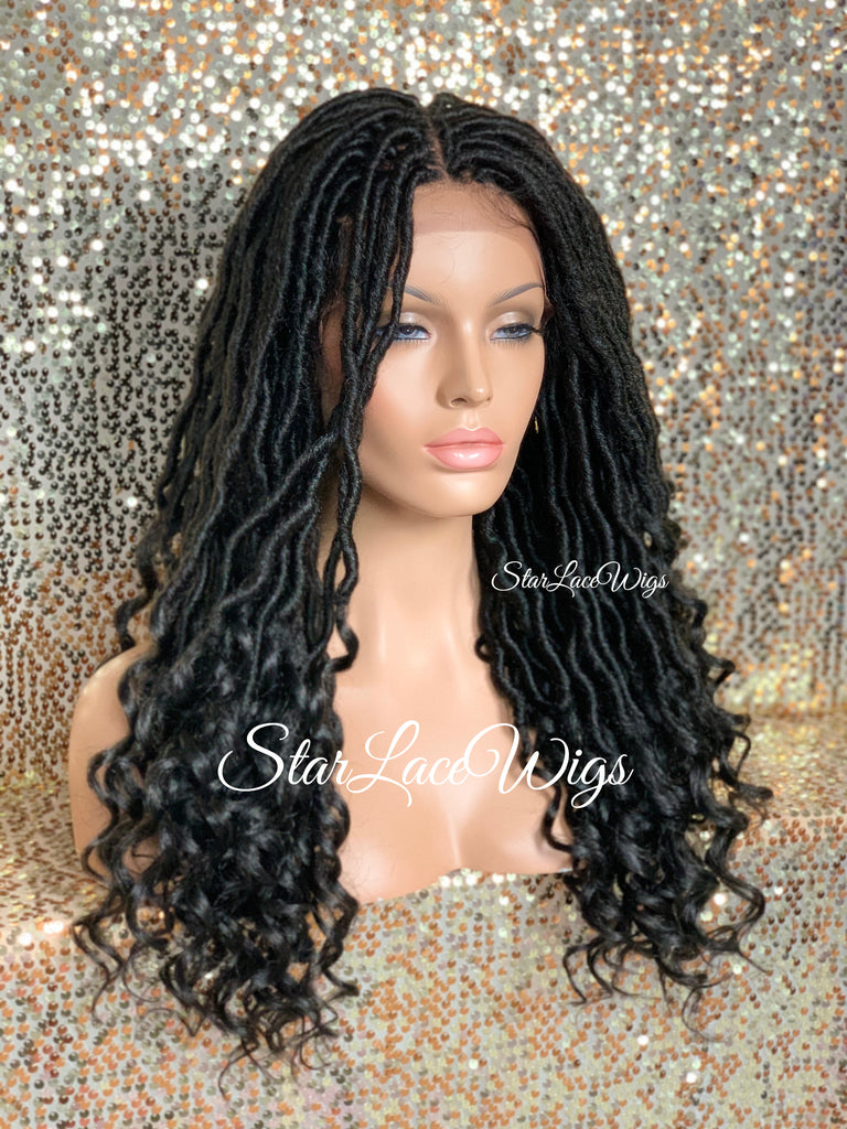 Long Faux Locs Lace Front Wig 4x4 Parting Space Swiss Lace - Lana