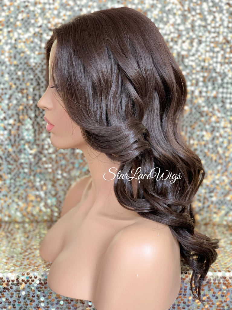 Long Loose Curly Wig Brown #4 Middle Part Synthetic - Lyla