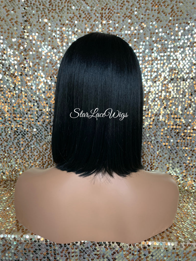 Long Lace Front Bob Wig Straight Black Brown Middle Part - Carmen